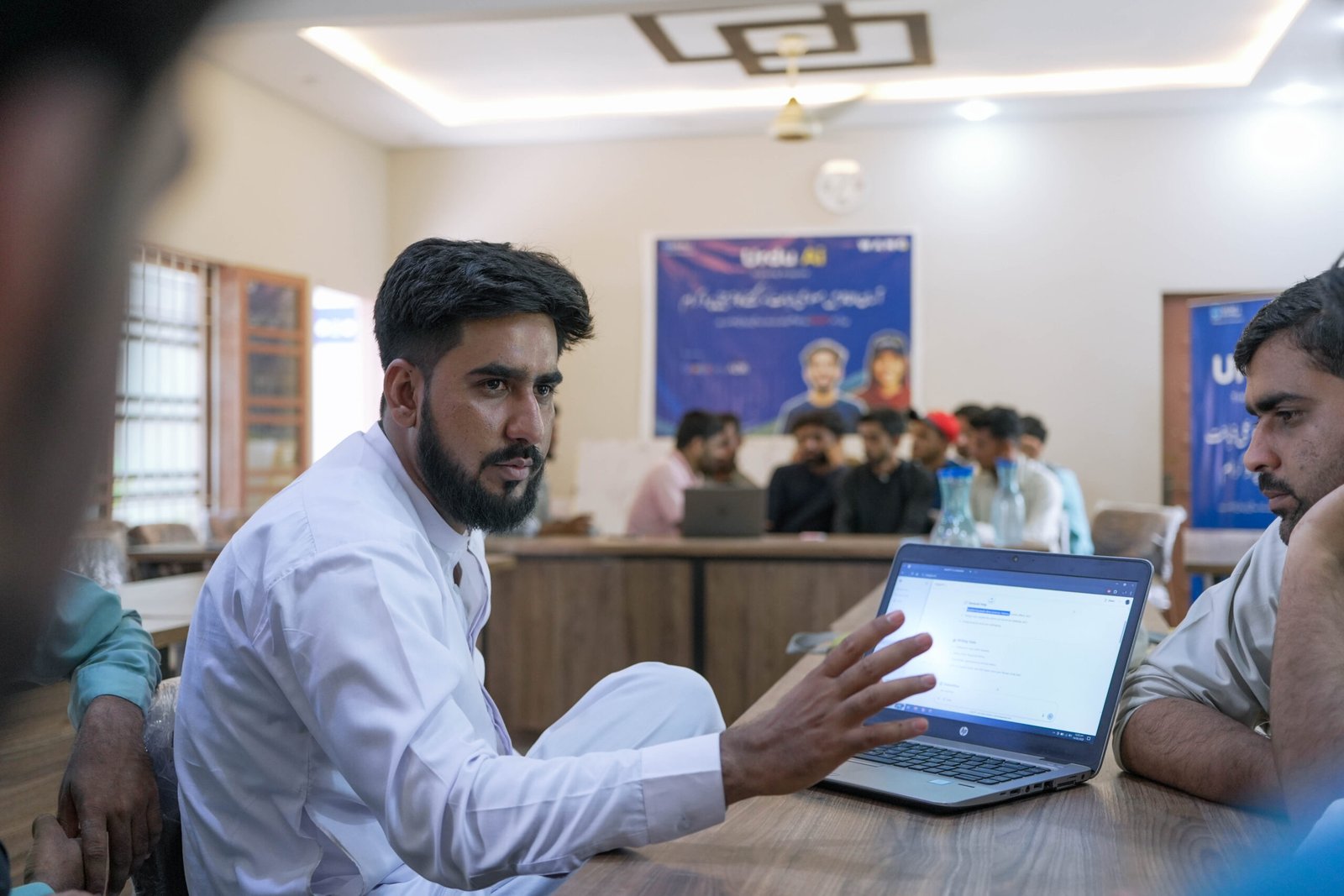 Learners attending an AI education session